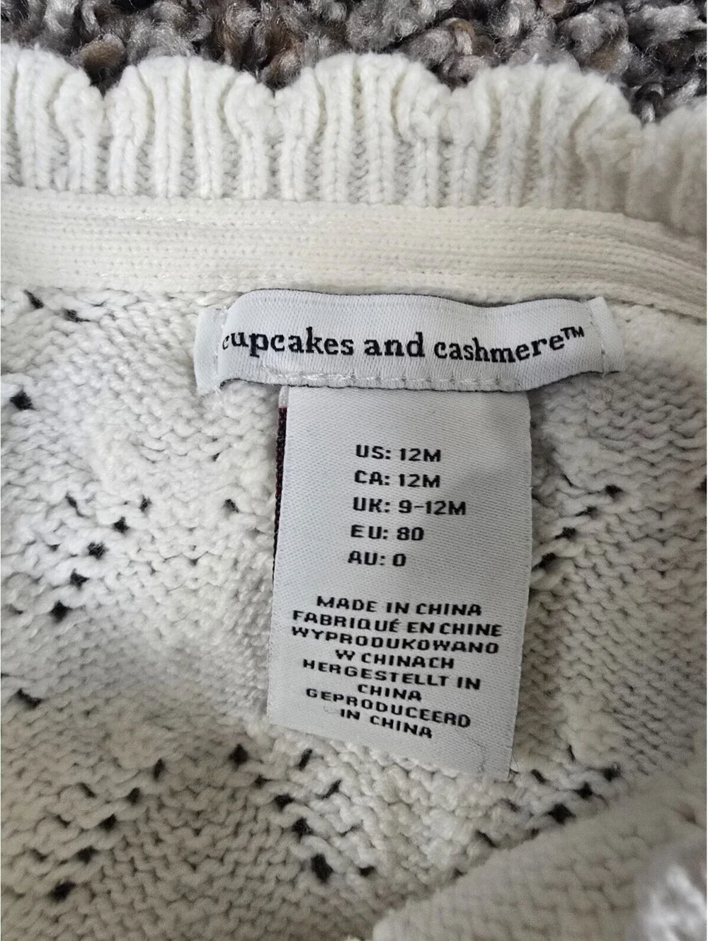 Cupcakes & Cashmere Baby Girls Sz 12M Cardigan Shrug White Crochet Knit